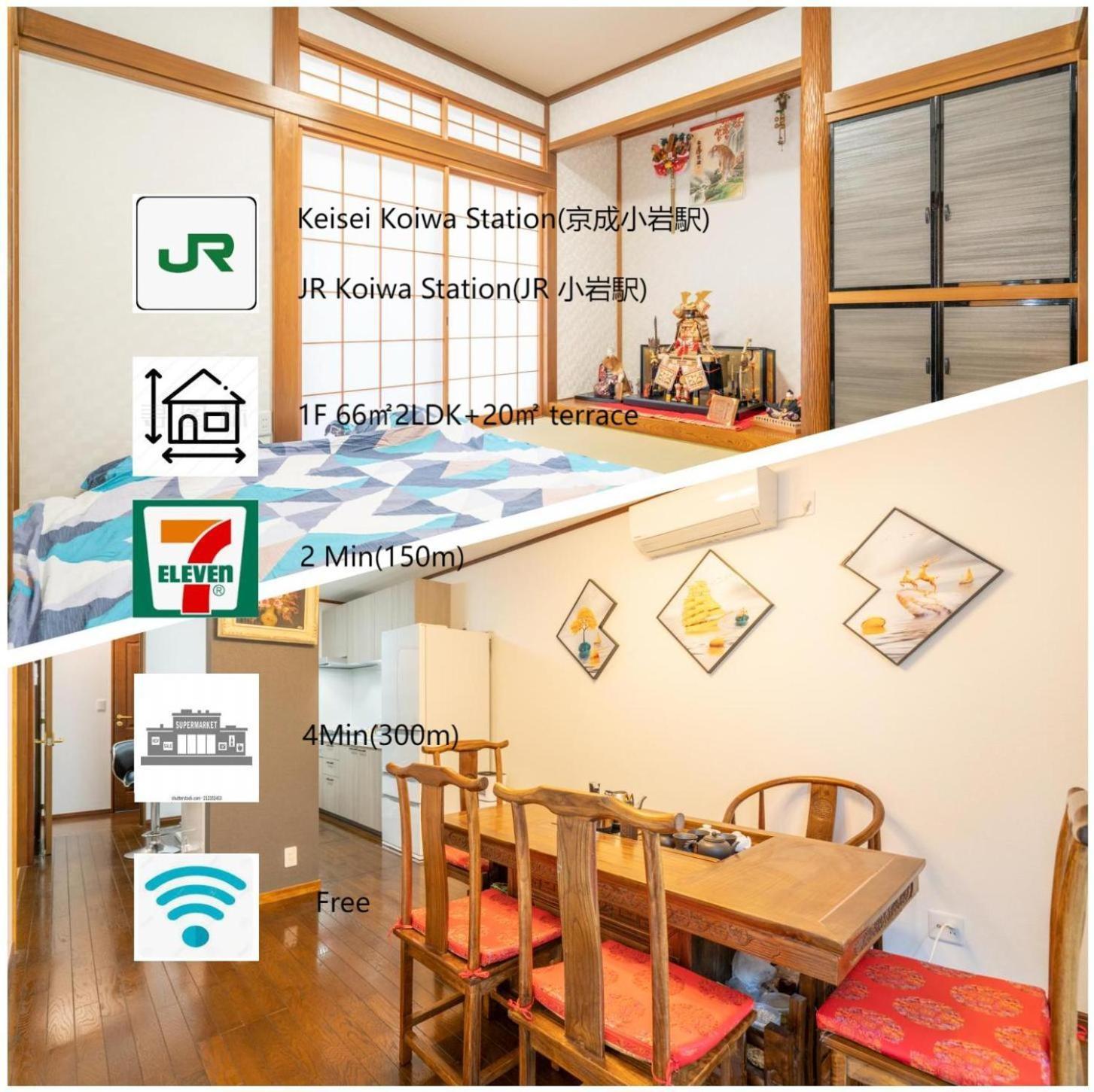 Jr 66Sqm 1F Family Suite 2Ldk Jr Koiwa-Keisei Koiwa-Asakusa-Oshiage-Shinjuku-Ueno Tokio Exterior foto
